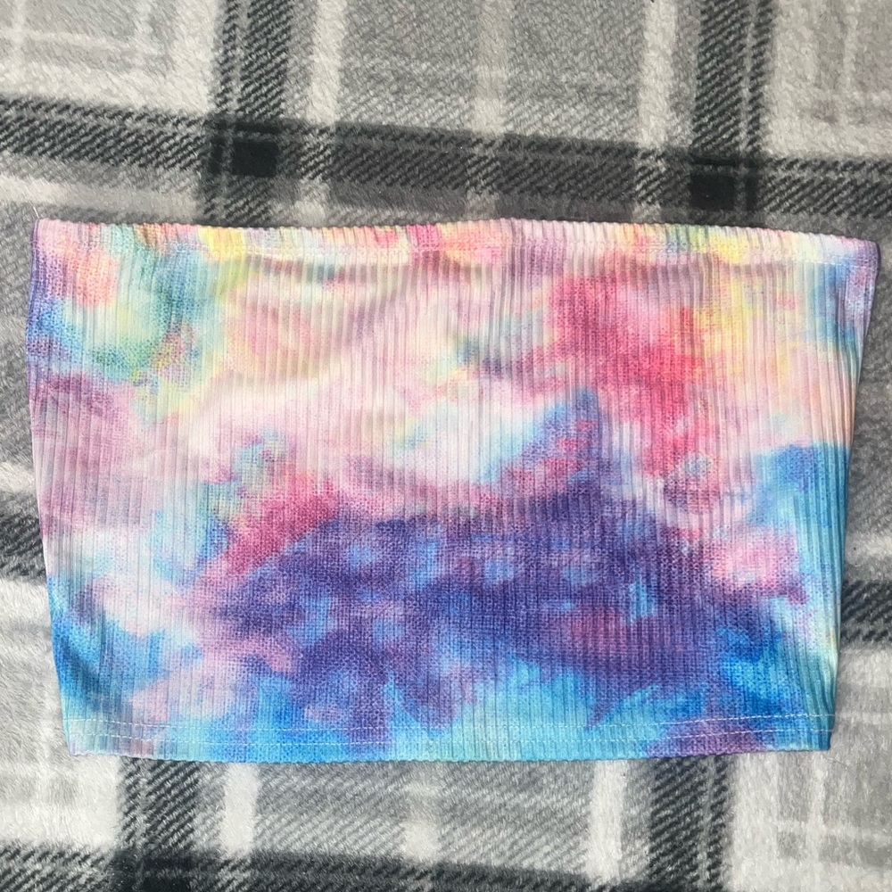 Strapless tie dye crop top